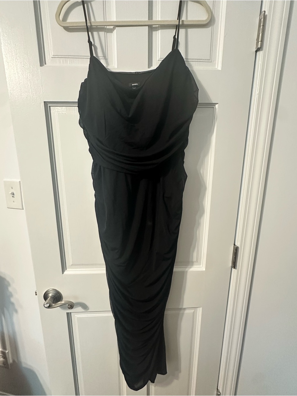 Express Black Draped Spaghetti Strap Dress